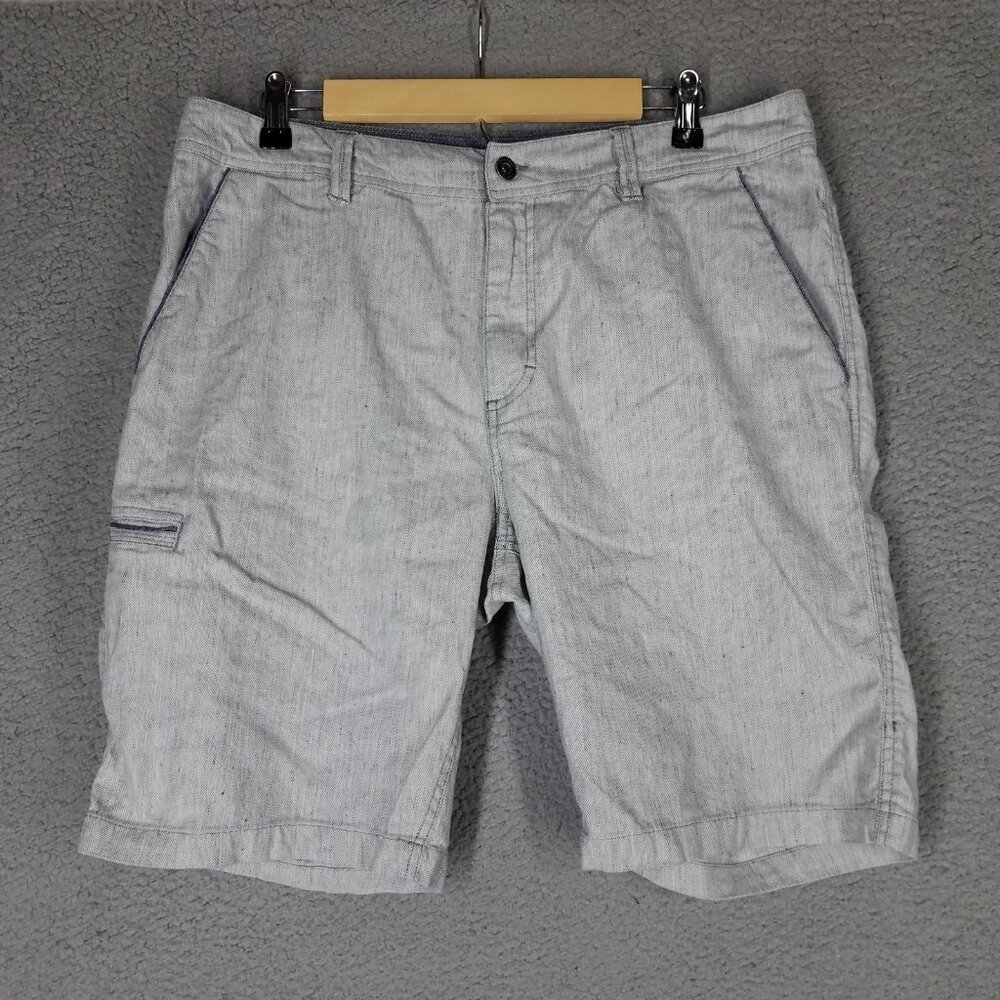 Carbon 2 Cobalt Chino Shorts Adult 32 Linen Blend 9" Casual Travel Stretch Blue